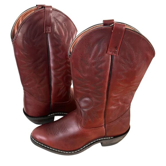 Palomino Size 9.5 Western Boots Mens Leather Cowboy Slip On Boots  Burgundy - Picture 2 of 16